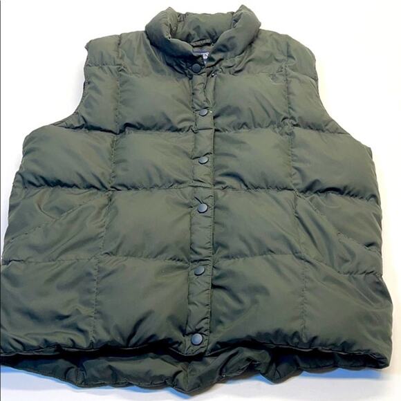 LANDS END Youth Large Green Goose Down Puffy Vest - Picture 1 of 4